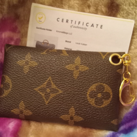 New Upcycled Lux Momogram Card Holder Bag Charm COA Included - Picture 7 of 7